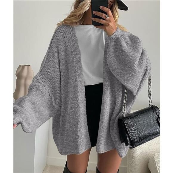 Womens Oversized Cardigan Sweaters Grey - Picture 3 of 6